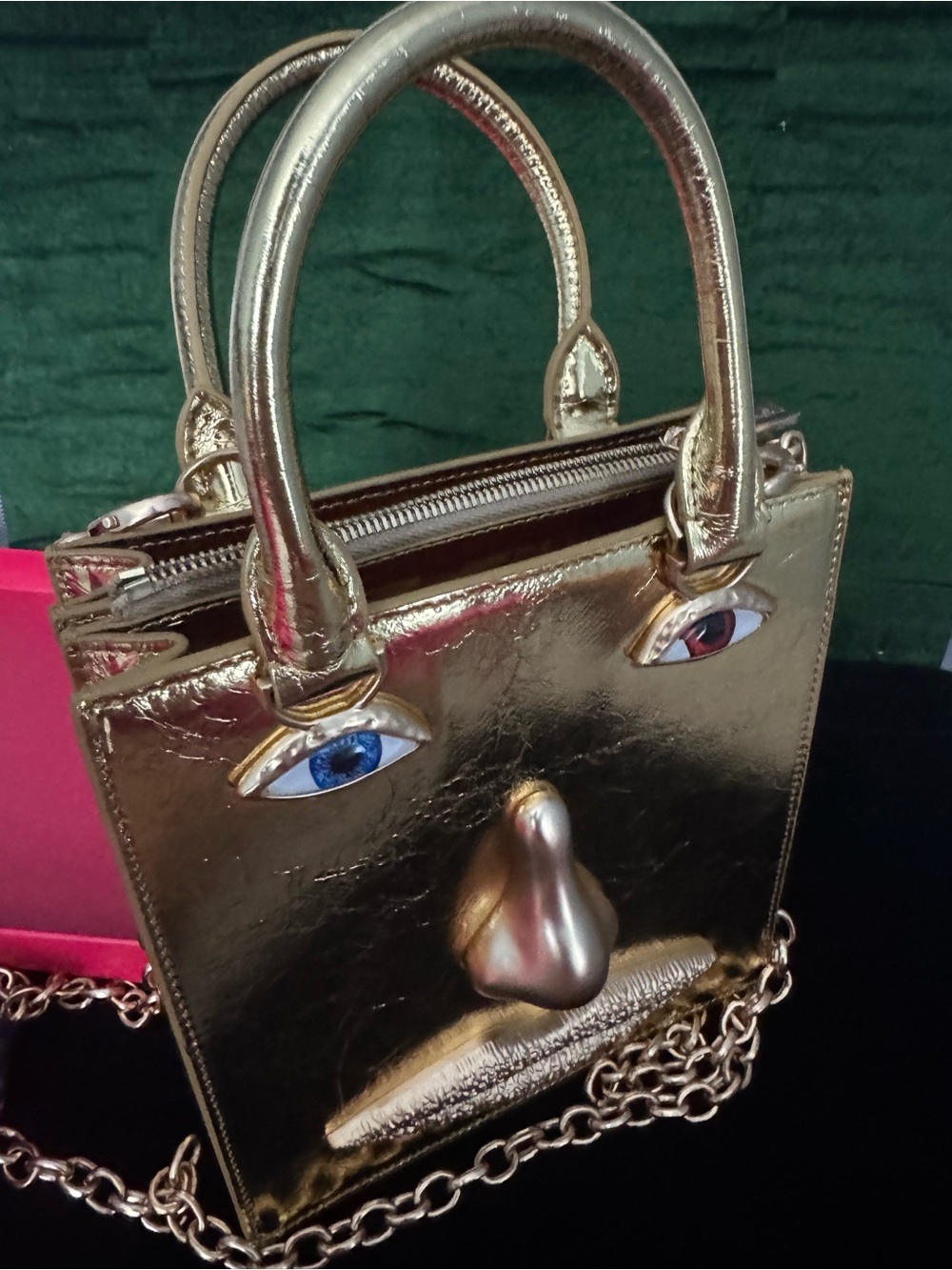 Schiaparelli Inspired Gold Face Anatomy Accent Structured bag - Picture 6 of 13